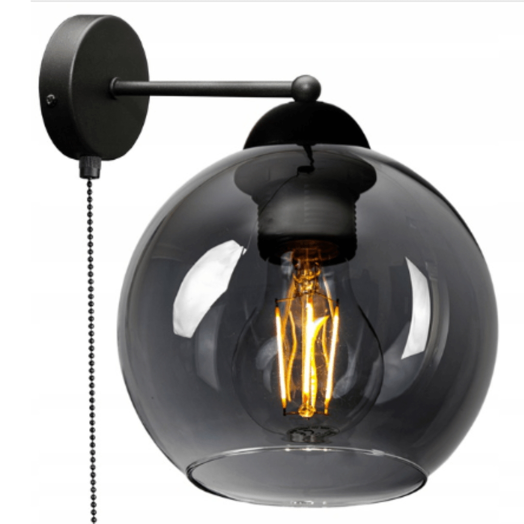 Vormen Vertrek lettergreep Wandlamp - Muurlamp Industrieel Glas Smoke Bal Zwart Slaapkamer - SDFLiving